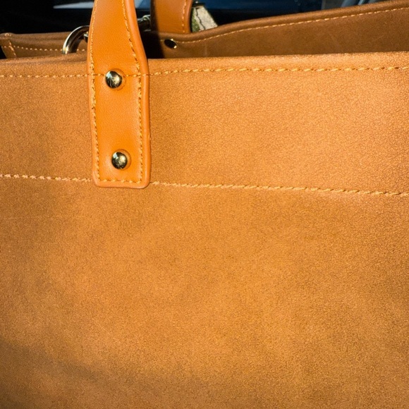 THREADED PEAR CAMEL CAMPBELL TOTE W DESSERT BOHO REMOVABLE CROSSBODY STRAP - Picture 3 of 13